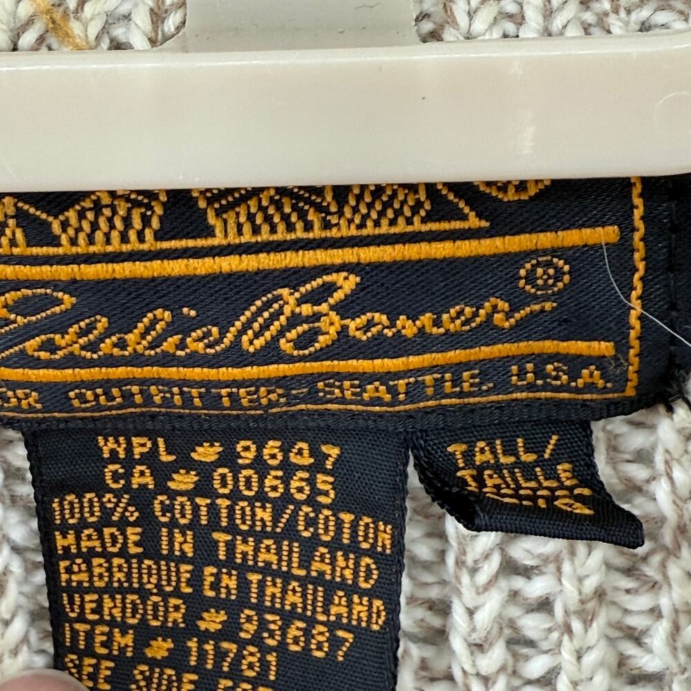 Eddie Bauer Mens Vintage 90's Cotton Rag Henley Sweater Size Large Tall Y2K - Picture 6 of 6